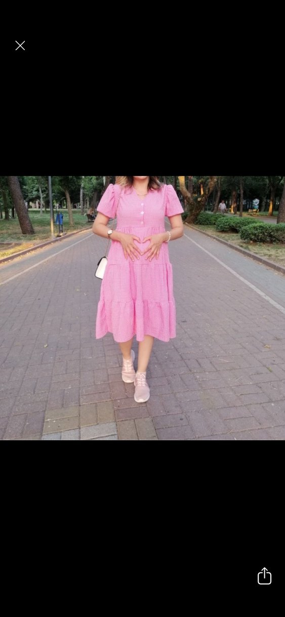 Pembe Çiçekli Midi Straplez Elbise - Görsel 4