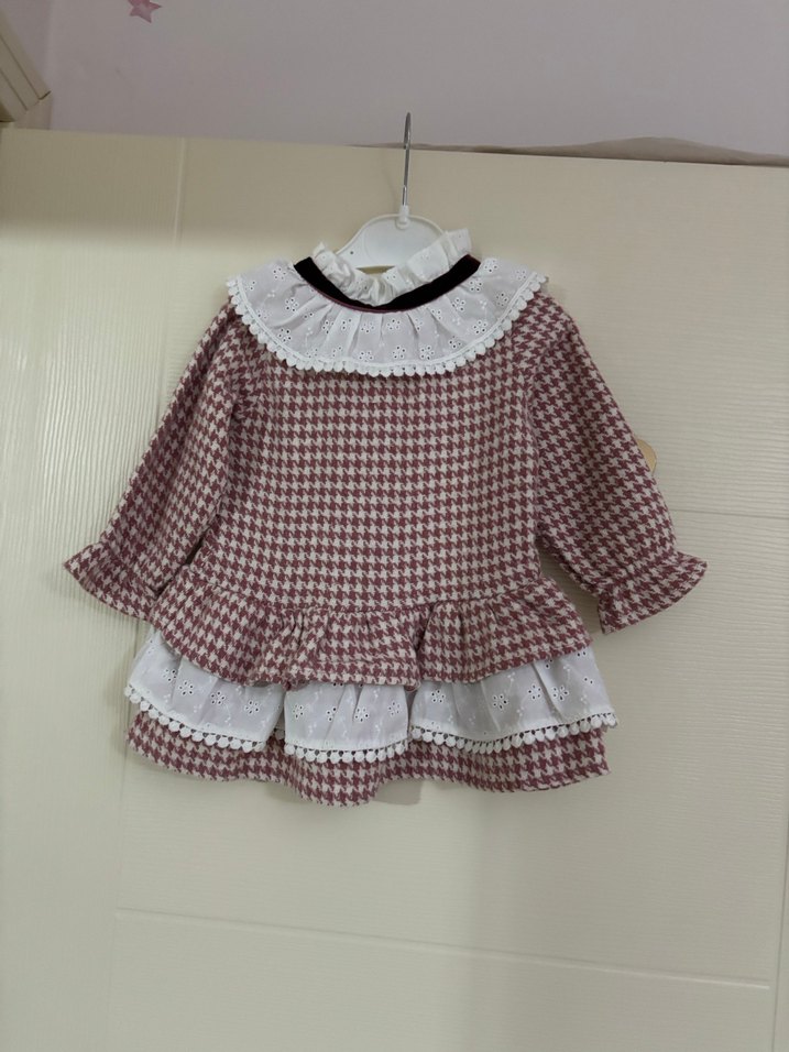 Uzun Kollu Fırfırlı Bordo Kız Elbise - Görsel 2