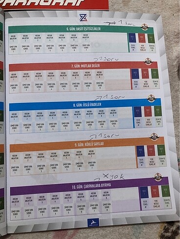  Beden Renk 10 günde temel atma matematik kitap