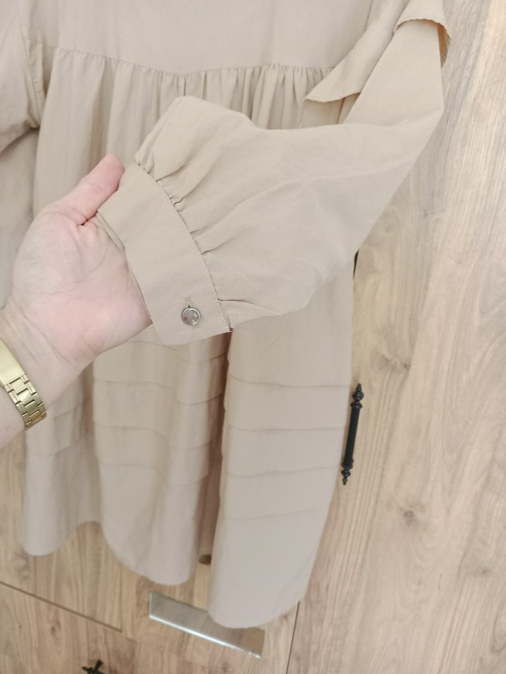 Bej Fırfırlı Uzun fulla moda tunik - Görsel 3