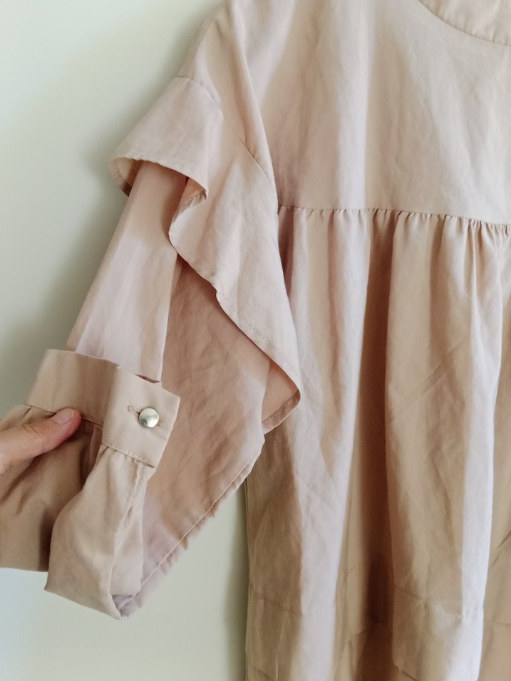 Bej Fırfırlı Uzun fulla moda tunik - Görsel 5