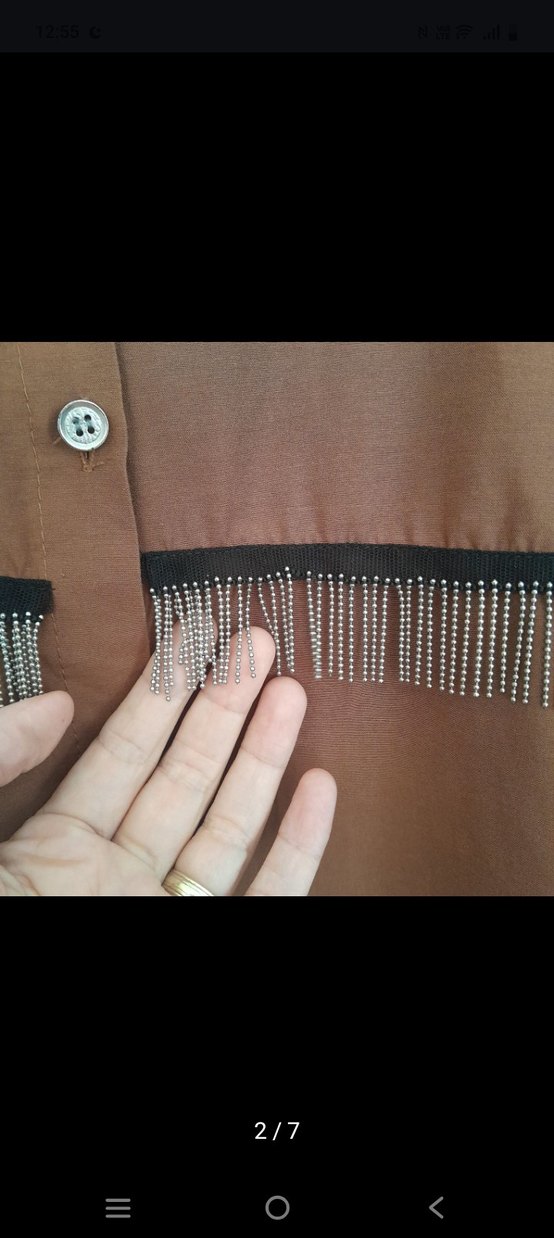 Uzun Kollu Düğmeli Kahverengi Tunik - Görsel 5