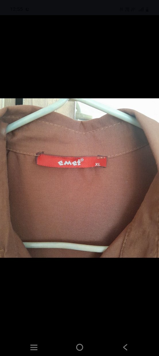 Uzun Kollu Düğmeli Kahverengi Tunik - Görsel 4