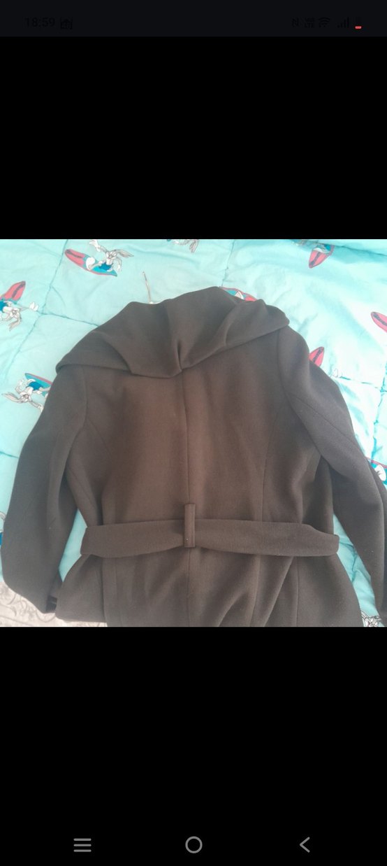 Kemerli Siyah Kadın Kaban - Görsel 5