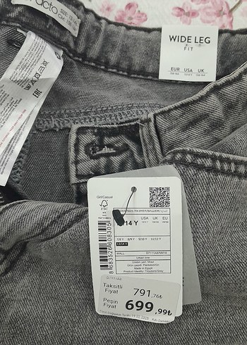 Defacto Gri Batik Desenli n Bol Kesim Jean
