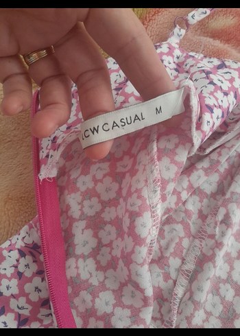 m Beden Pembe Mini Askılı Renk Geçişli Elbise