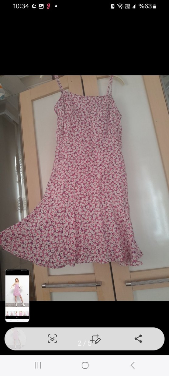 Pembe Mini Askılı Renk Geçişli Elbise - Görsel 2