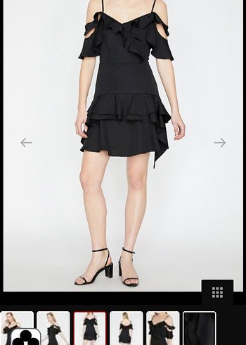 Volanlı Siyah Mini Gotik Parti Elbisesi - Görsel 6