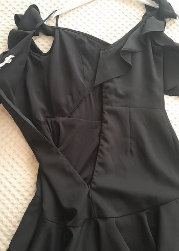 Volanlı Siyah Mini Gotik Parti Elbisesi - Görsel 7