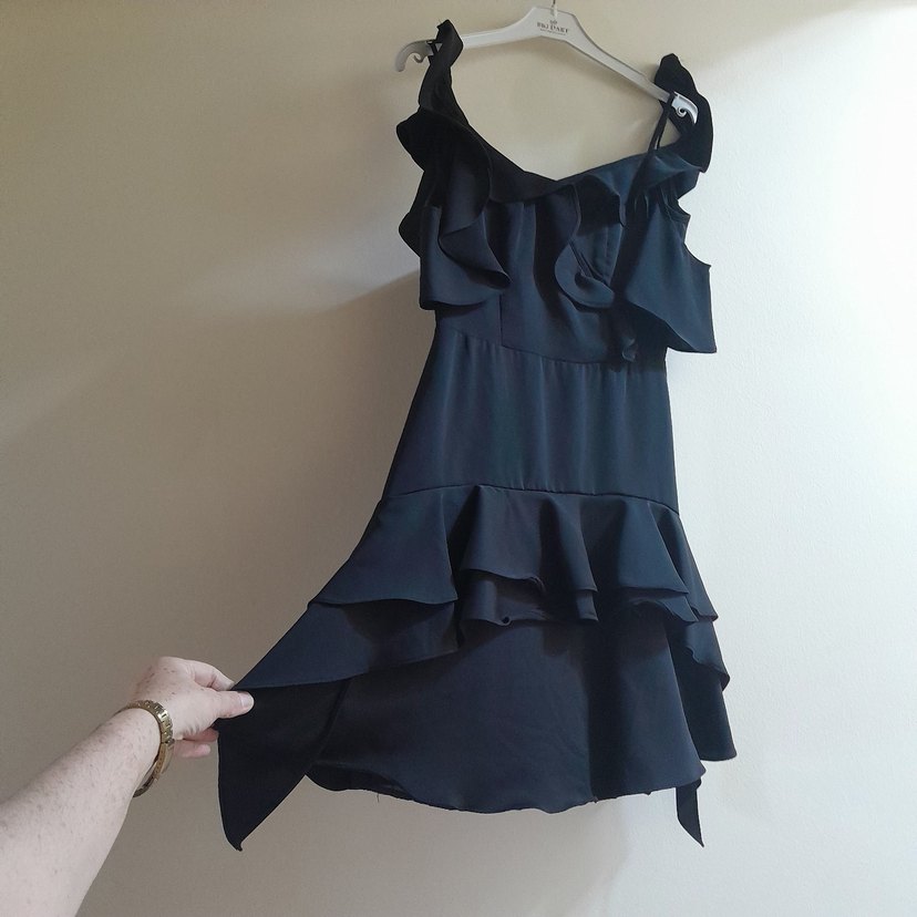 Volanlı Siyah Mini Gotik Parti Elbisesi - Görsel 3