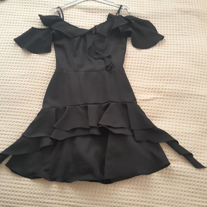 Volanlı Siyah Mini Gotik Parti Elbisesi - Görsel 2