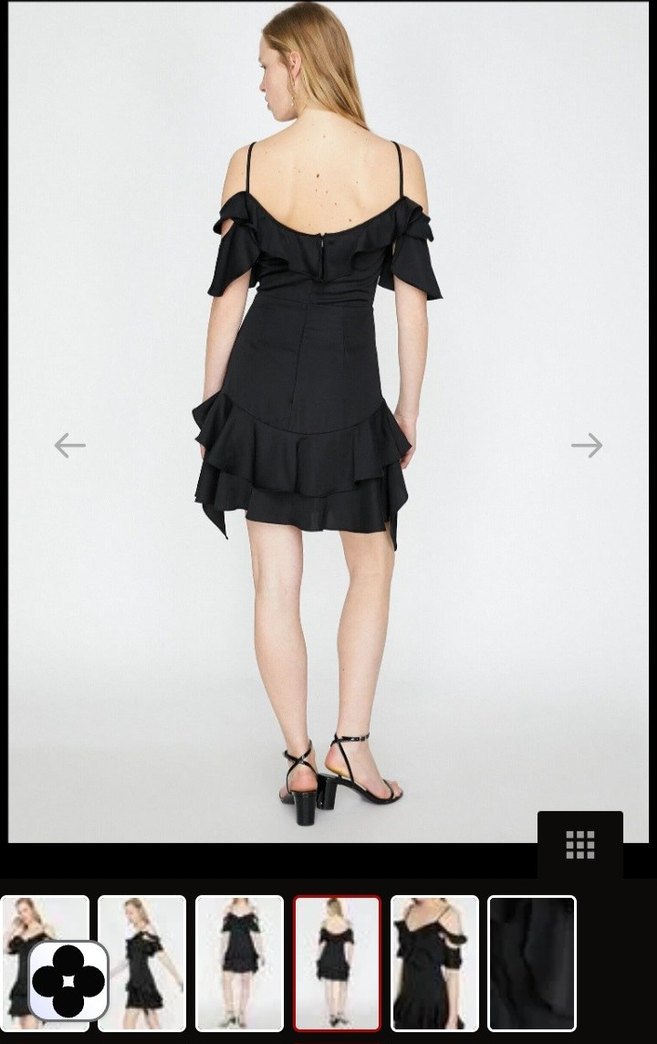 Volanlı Siyah Mini Gotik Parti Elbisesi - Görsel 4