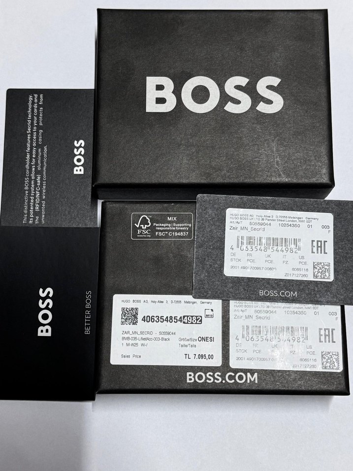 BOSS Siyah Baskılı Erkek kartlik cüzdan - Görsel 2