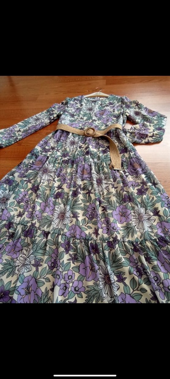 Tam boy astarlı şifon elbise - Görsel 3