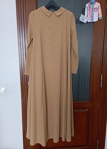 m Beden camel Renk Setrms astarlı uzun elbise