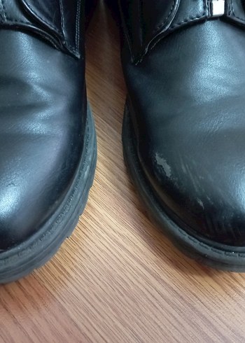 Kadın Siyah Deri Tokalı Goth Botlar - Görsel 7