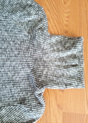 Uzun Kollu Gri Triko Elbise - Görsel 3