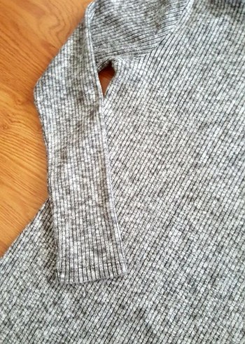 Uzun Kollu Gri Triko Elbise - Görsel 2