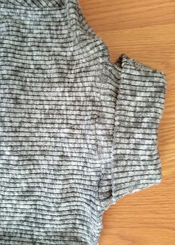 Uzun Kollu Gri Triko Elbise - Görsel 4