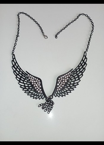 Taşlı, melek kanadı kolye - Görsel 3