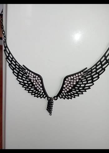 Taşlı, melek kanadı kolye - Görsel 5