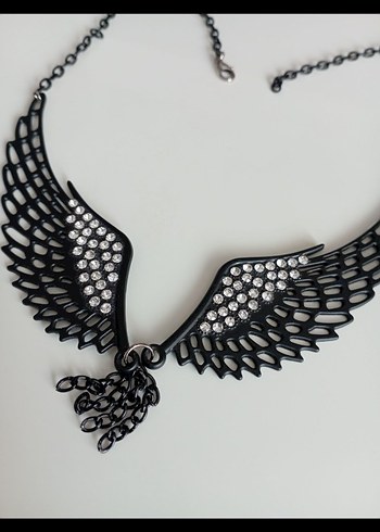 Taşlı, melek kanadı kolye - Görsel 4