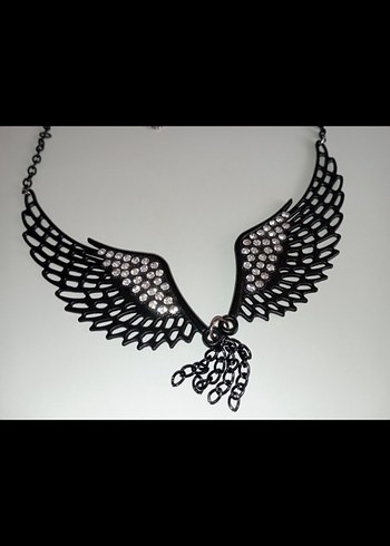 Taşlı, melek kanadı kolye - Görsel 2