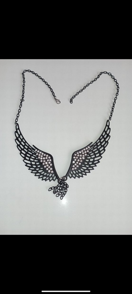 Taşlı, melek kanadı kolye - Görsel 3