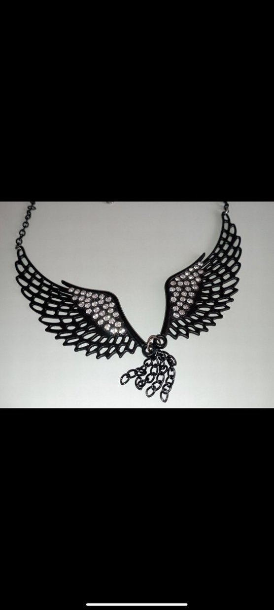 Taşlı, melek kanadı kolye - Görsel 2