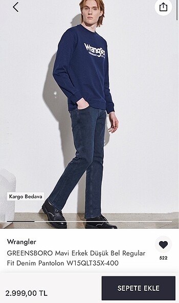 Wrangler WRANGLER GREENSBORO ERKEK DENIM PANTOLON