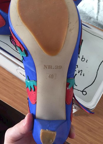 Renkli Mavi Baskılı Yüksek Topuklu Kadın Stiletto - Görsel 5