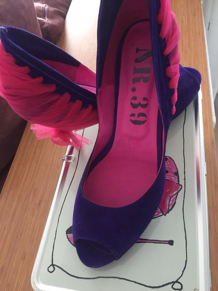 Mor Yüksek Topuklu Kadın Abiye Ayakkabı - Görsel 2