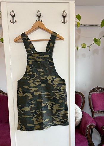 Kadın Kamuflaj Midi Salopet Elbise - Görsel 2