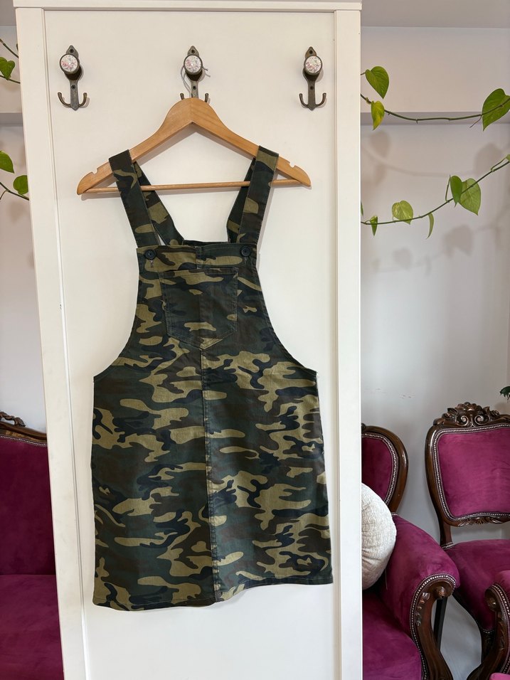 Kadın Kamuflaj Midi Salopet Elbise - Görsel 2