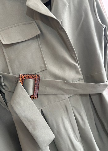 Kadın Haki Uzun Kemerli Tulum - Görsel 4