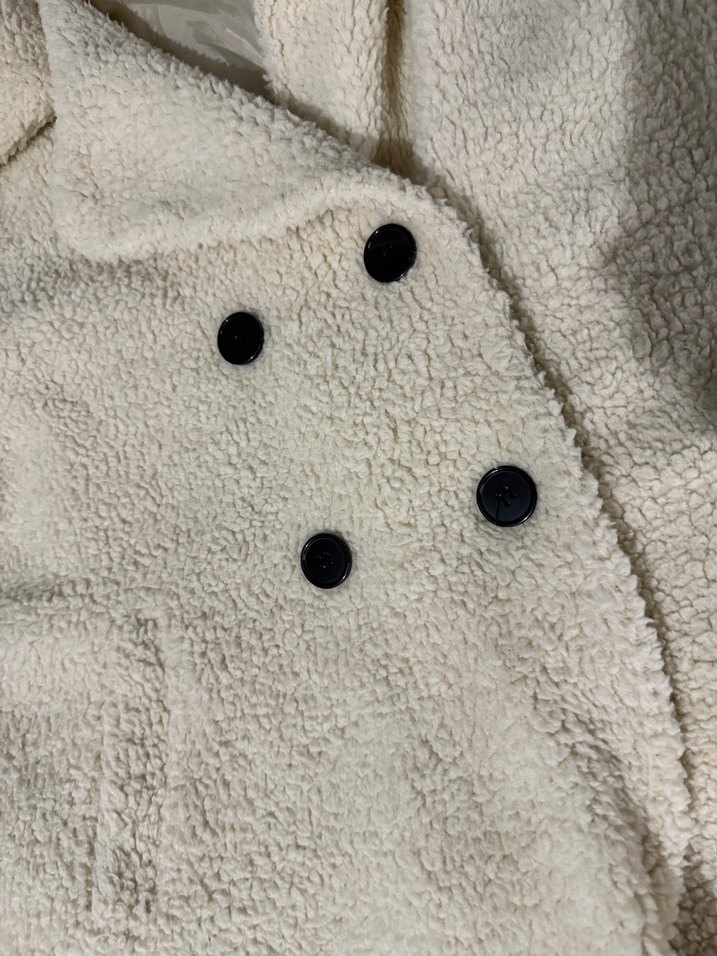 Düğmeli Beyaz Midi Kadın Kaban - Görsel 2