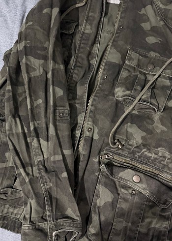 Kadın Kamuflaj Fermuarlı Midi Ceket - Görsel 2