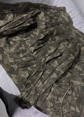 Kadın Kamuflaj Fermuarlı Midi Ceket - Görsel 6