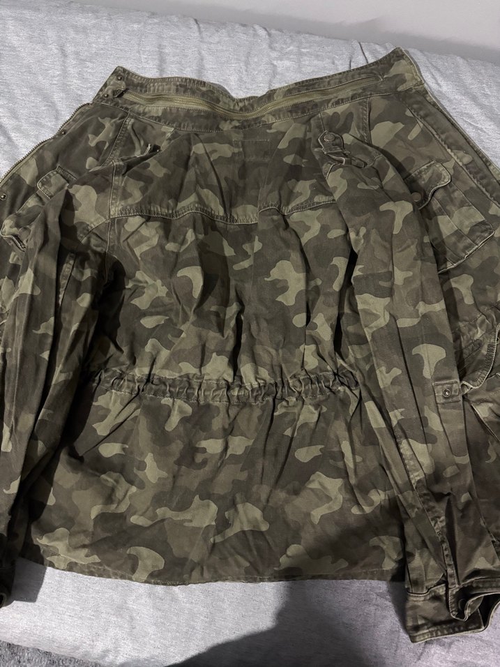 Kadın Kamuflaj Fermuarlı Midi Ceket - Görsel 5