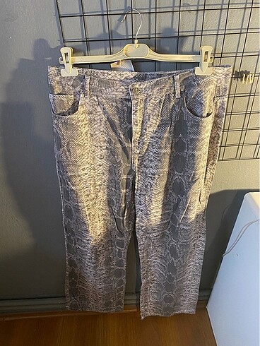 gri yüksek bel animal desenli straight jeans