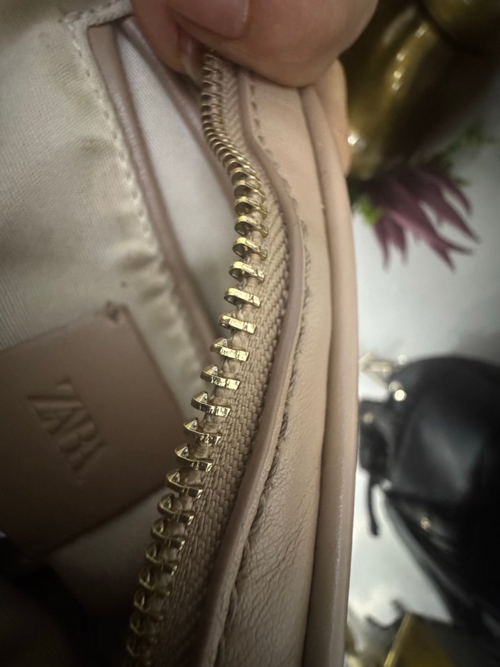 Bej Deri Kadın Omuz Çantası - Görsel 4