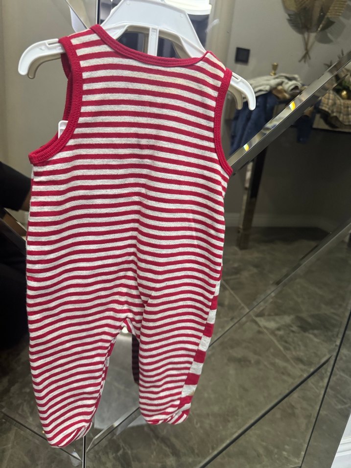 Kız Bebek Çizgili Örgü Tulum - Görsel 2