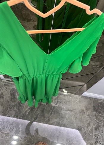 Yeşil Volanlı Hamile Mini Bluz - Görsel 2