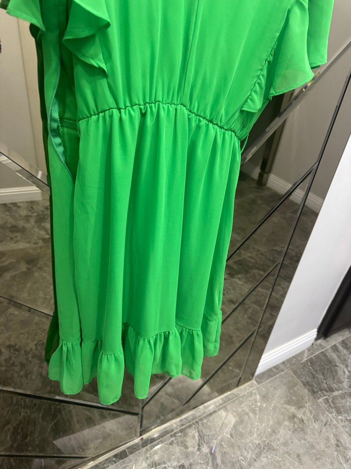 Yeşil Volanlı Hamile Mini Bluz - Görsel 3