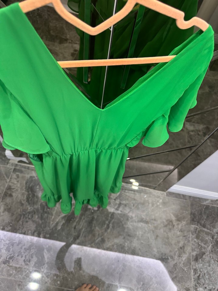 Yeşil Volanlı Hamile Mini Bluz - Görsel 2