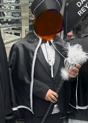 Siyah Parlak taşlı pelerin set(2 set var - Görsel 2