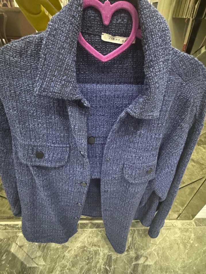 Düğmeli Mavi Mini Kot Ceket - Görsel 2