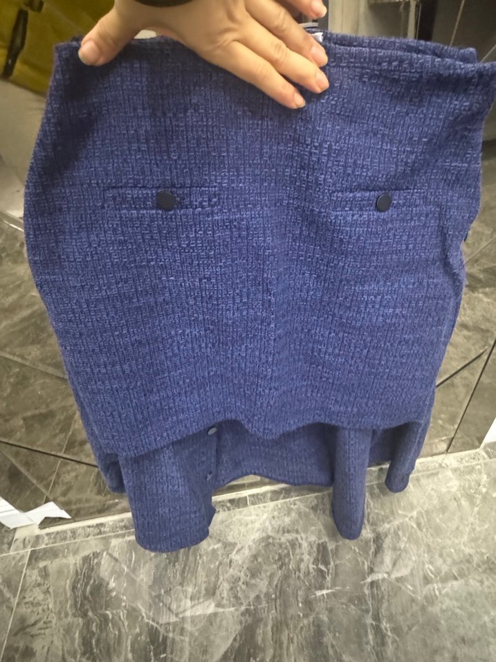 Düğmeli Mavi Mini Kot Ceket - Görsel 4