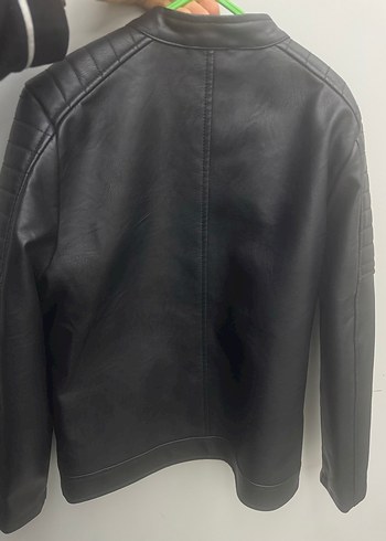 Siyah Deri Biker Ceket - Görsel 3