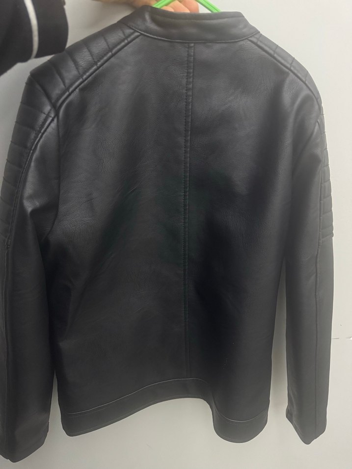 Siyah Deri Biker Ceket - Görsel 3